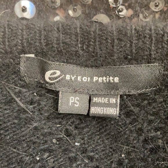 E by Eci Petite Black sequined angora blend shrug - Picture 4 of 6